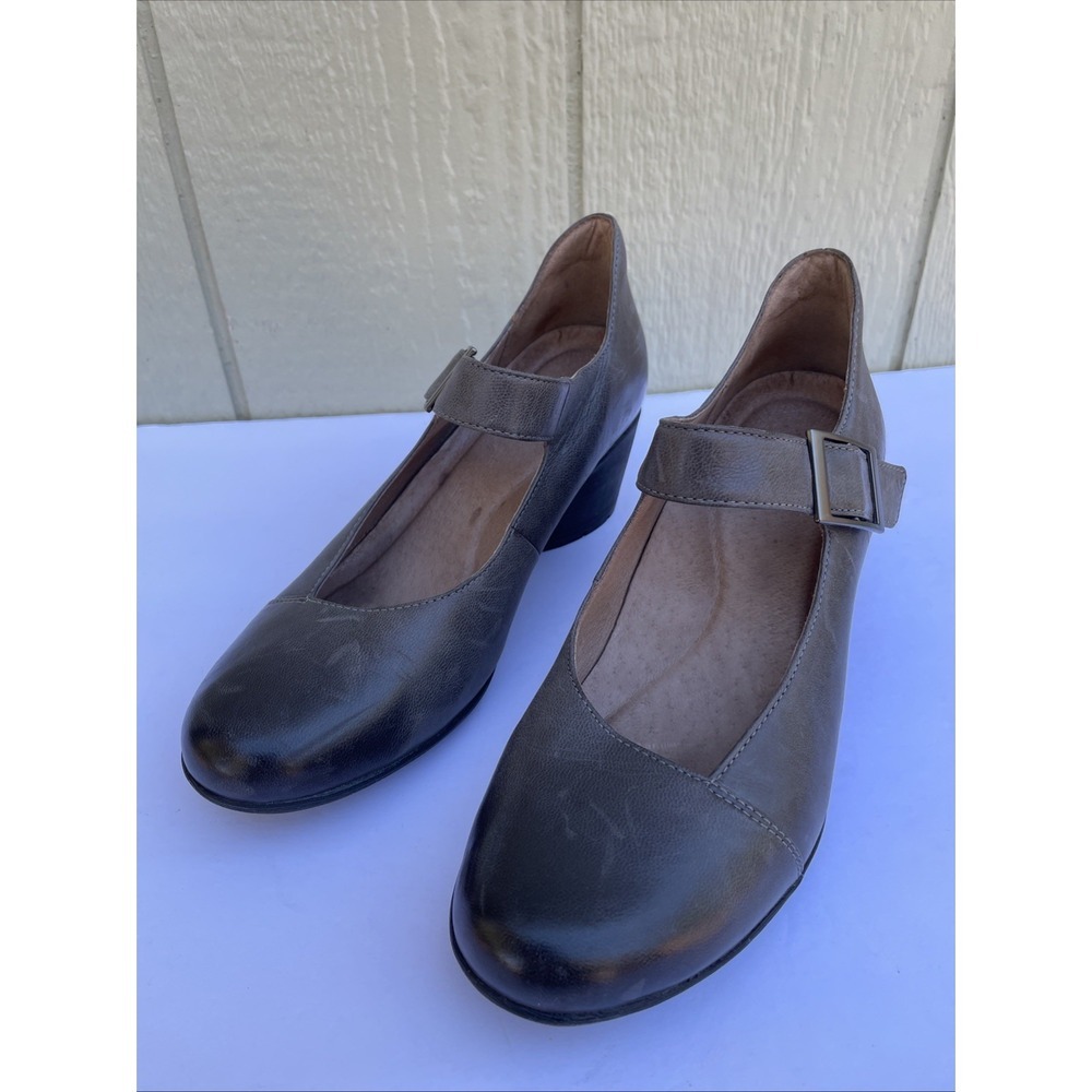 Dansko Womens Size 40/ US 9.5‎ Roxanne Mary Jane Heels Gray Burnished Leather